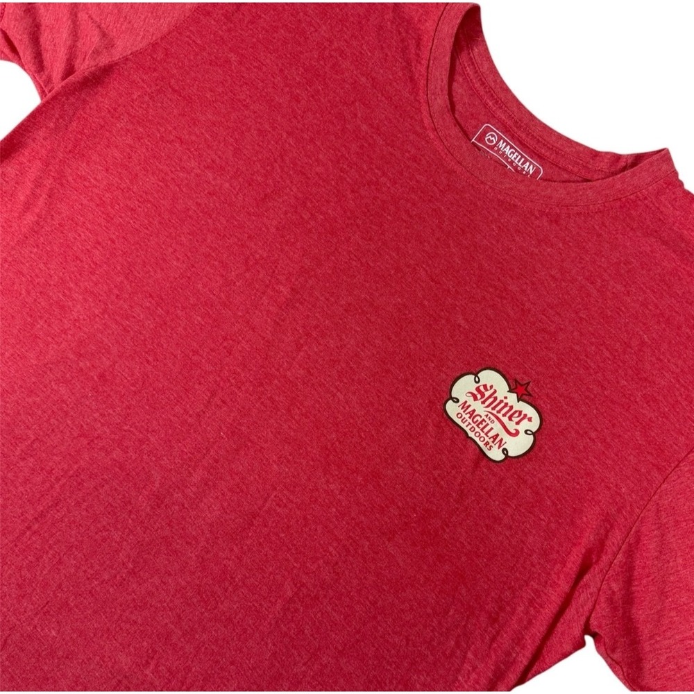 Vintage Style Shiner Bock Magellan Outdoors Tee Mens XL Red Beer Shirt